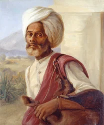 Chedi, Wasserträger für die Künstlerin und ihren Ehemann in Dehra (Dun) im Jahr 1909